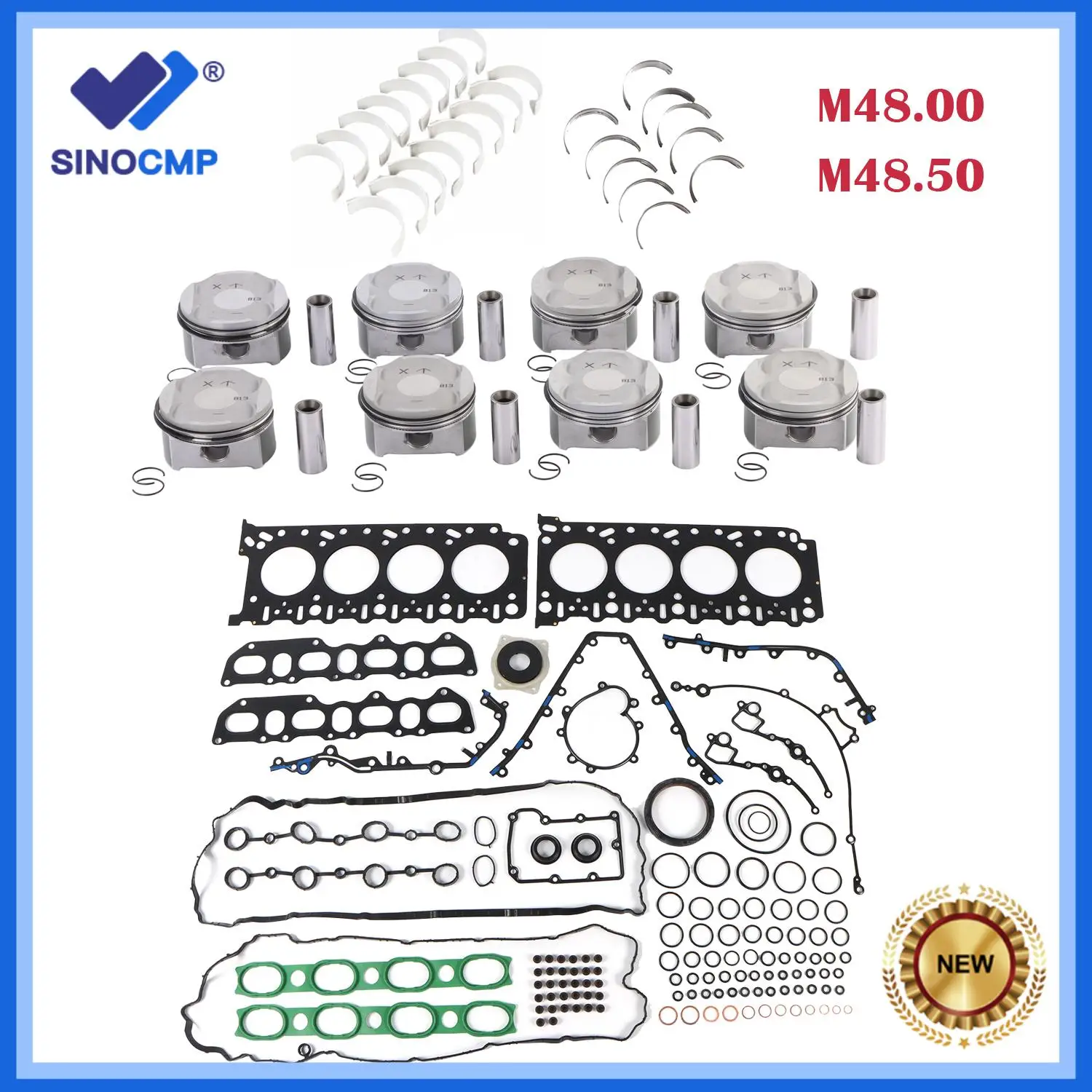 

Engine Overhaul Gasket & Pistons & Bearing Kit For Porsche Cayenne S Turbo 9PA 4.5L V8 M48.00 M48.50 94810112904 94810113007