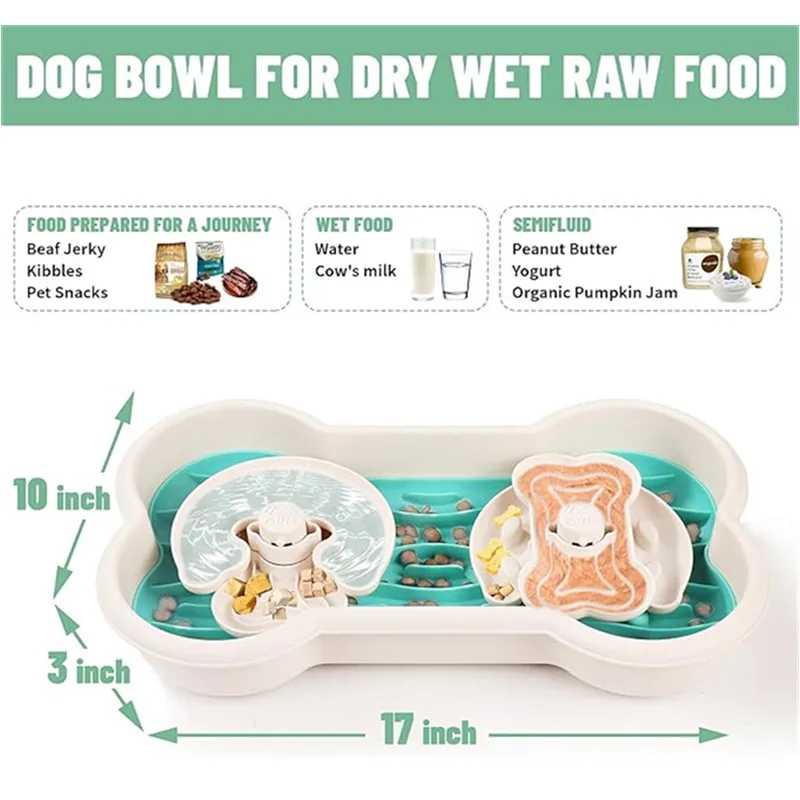 Multi-funcional Pet Bowl, Slow Food, Dog Bowl, Puzzle Rotativo, Anti-asfixia, High Edge, Circundante, Anti-splash, Dog Bowl