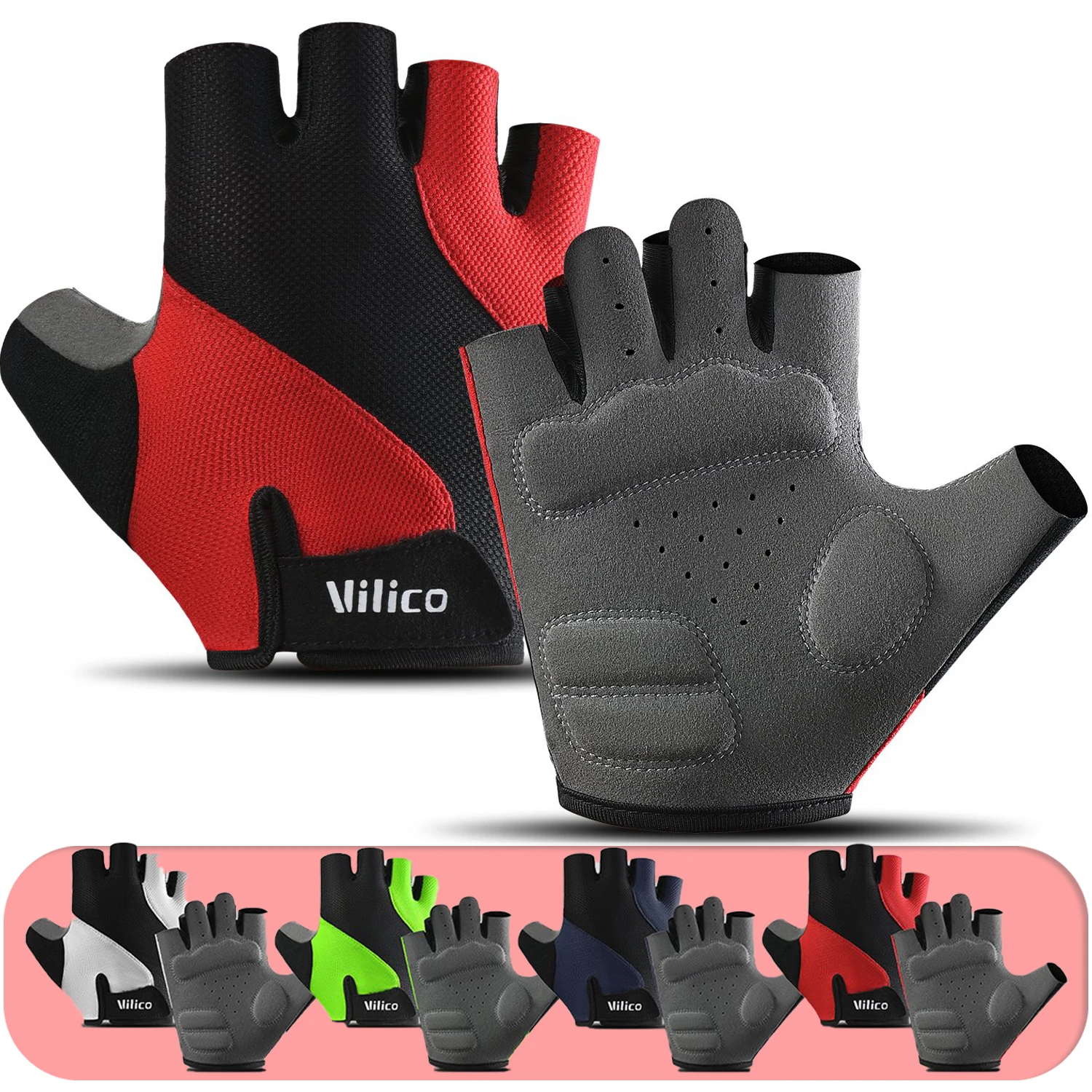 Fahrradhandschuhe, atmungsaktiv und verschleißfest, kurze Fingerhandschuhe, Outdoor-Laufhandschuhe für Frühlings- und Sommersportarten