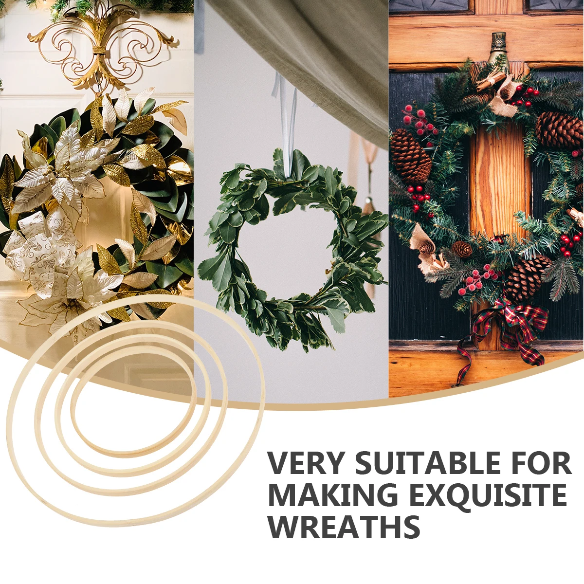 

8 pcs Bamboo 12.5cm 15cm 20cm 26cm DIY Wedding Wreath Decor Dream Ring For Wedding Wreath Catcher Reusable Eco Friendly