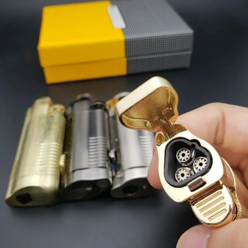 Portable Cigar Specific Double Direct Spray Inflatable Lighter With Cigar Scissors Metal Windproof Lighter Men's High-end Gift