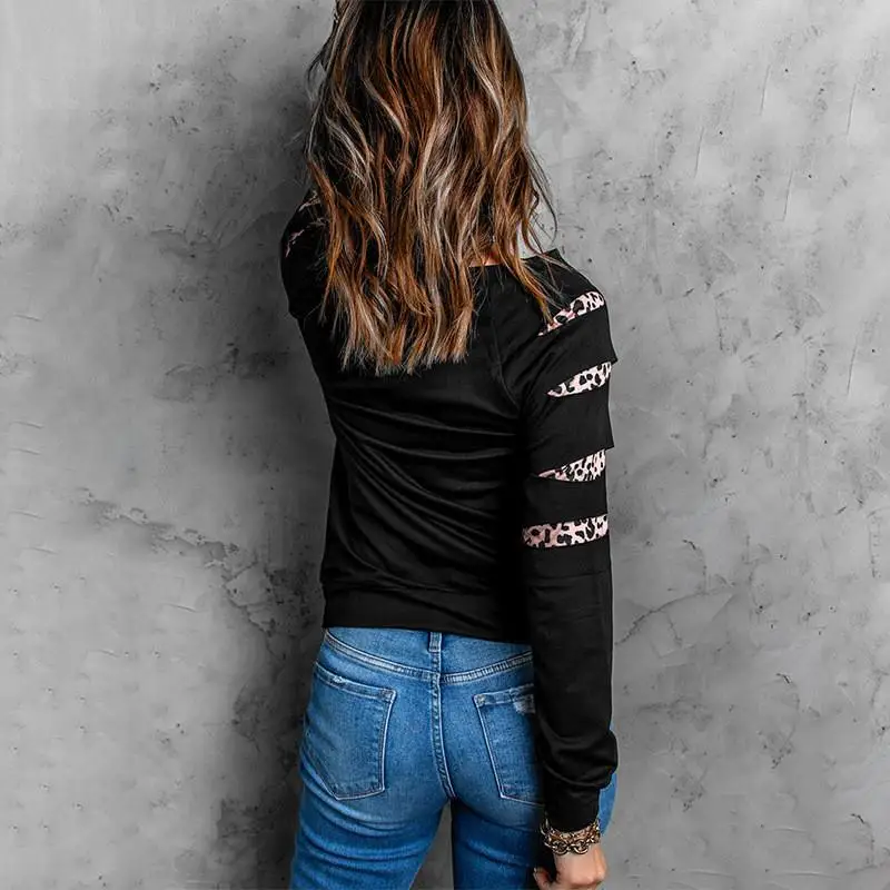 Women's Oversized Long Sve Hoodie Print Design Four Le Clover Heart aped Leopard Pattern Autumn New Sle Top