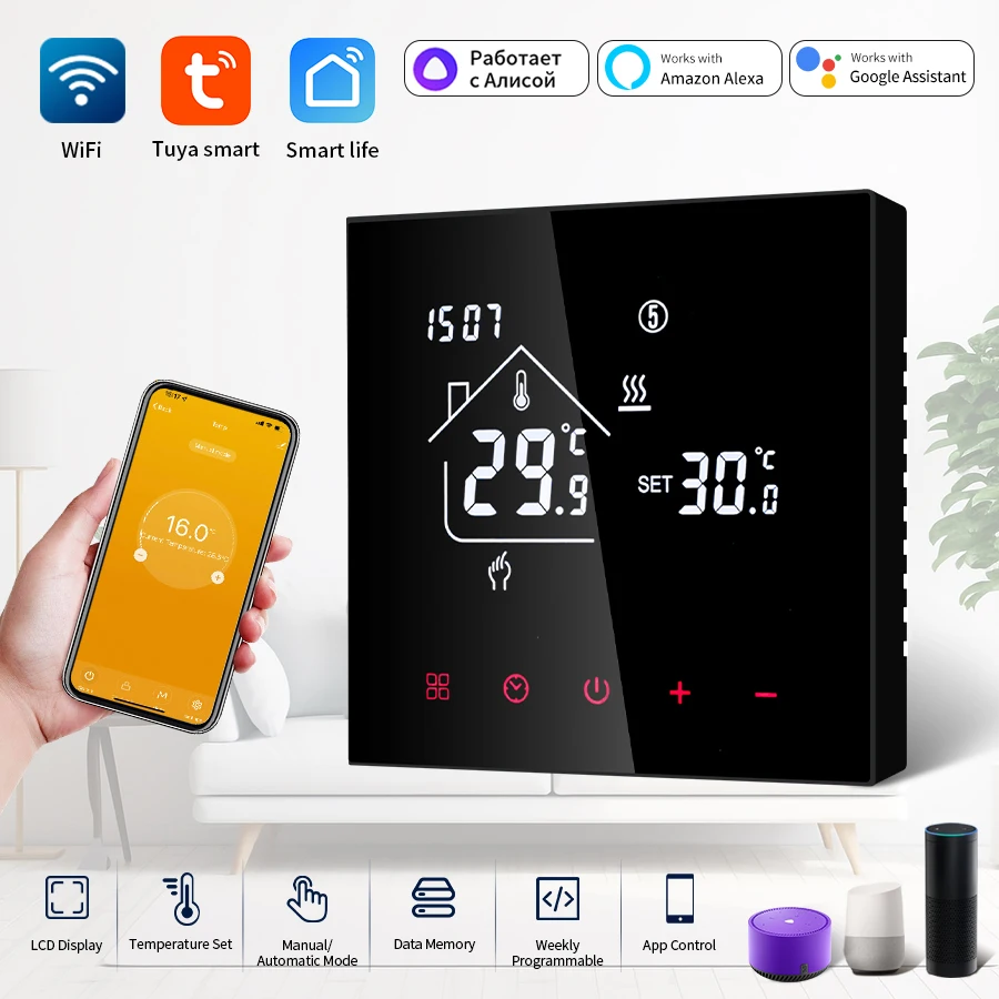 Tuya WiFi Smart Thermostat Temperature Controller For Floor Heating Electric/Water Gas Boiler Remote Control by Alexa Alice