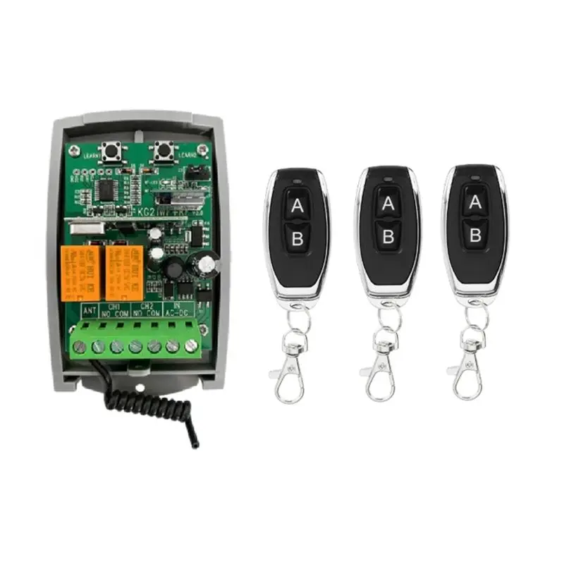 AB25-Garage Door Opener Controller 7-32V 2CH Tuya WIFI Smart Receiver 433Mhz Transmitter Remote Control Rolling Code