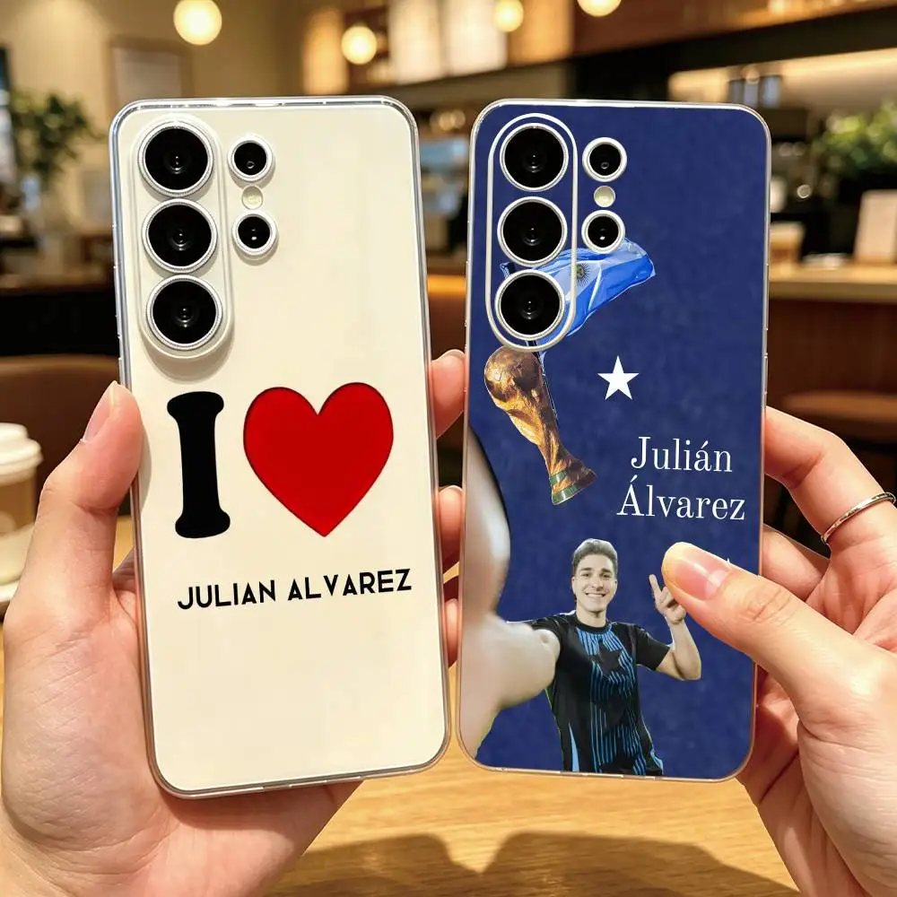 S-Soccer Superstar Julian Alvarez  Phone Case Transparent Silicone Soft For Samsung S25,S24,S21,S22,S23,S30,Ultra,S20,Plus,Fe