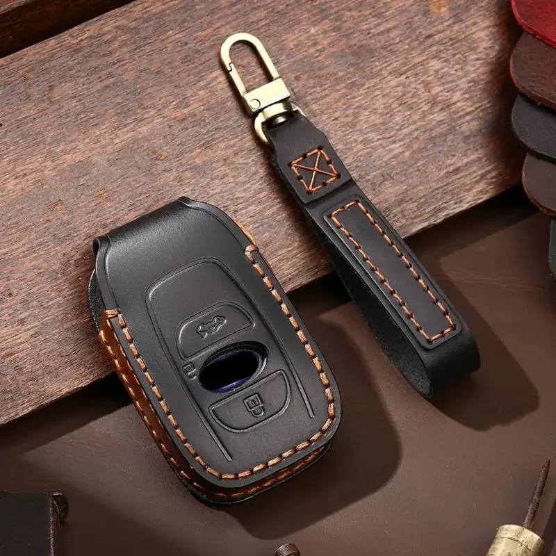 1pc Leather Car Remote Key Case Cover For Subaru BRZ XV Forester Legacy Outback Key Protector Keychain Auto Accessories