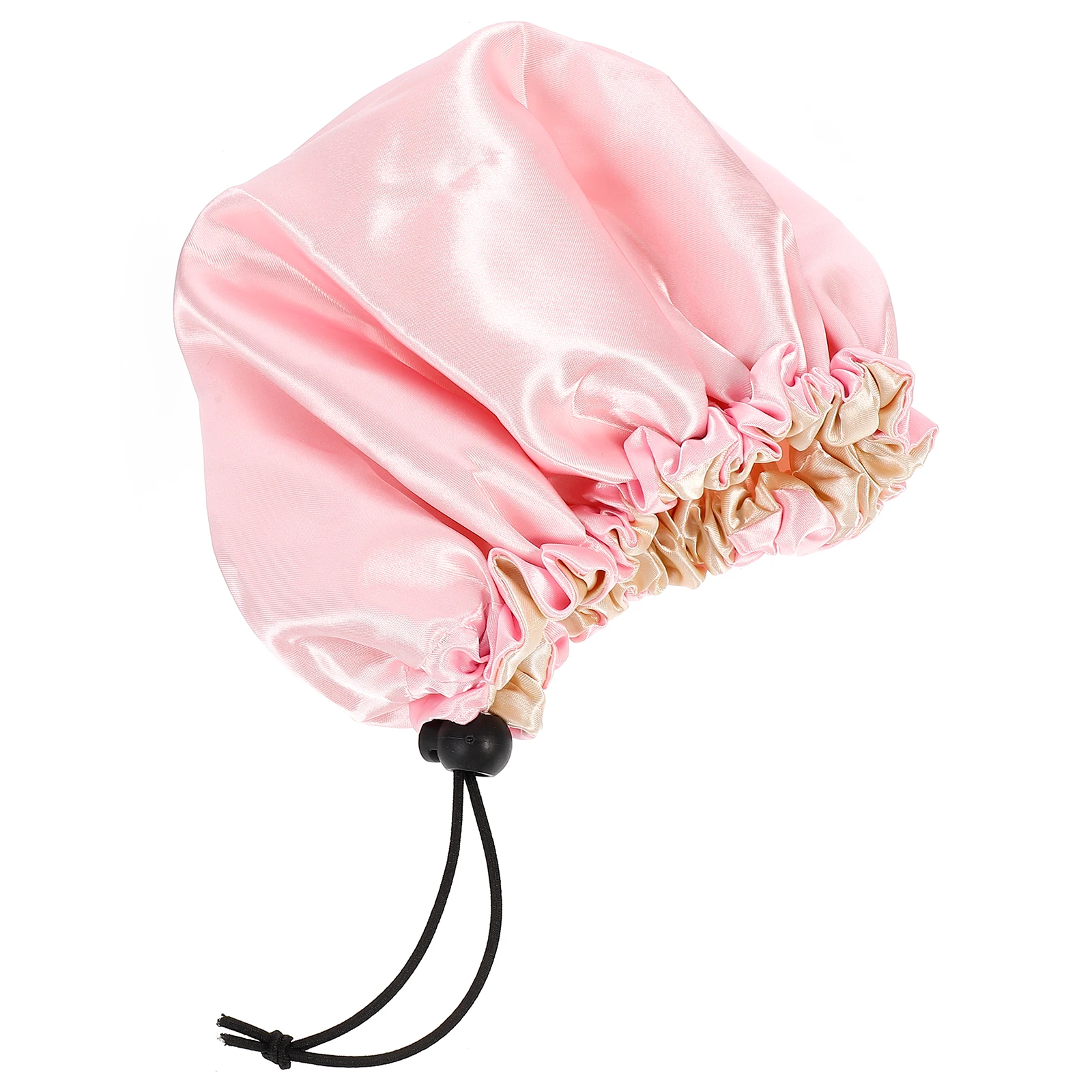 

Satin Double Layer Kids Sleeping Hat Elastic Adjustable Design Pink Miss Shower Hair Protection Bath Cap
