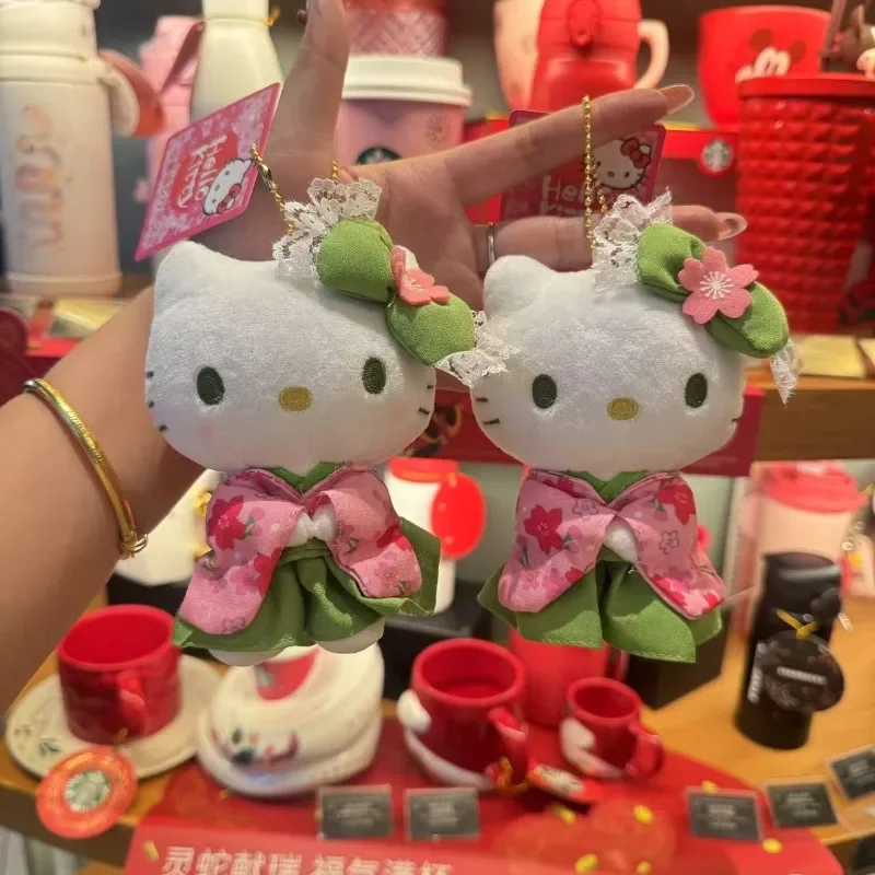 New Japan Sanrios Matcha Kimono Hello Kitty Limited Plush Doll Girl Bag Pendant Anime Kawaii KT Car Keychain Decoration Gift