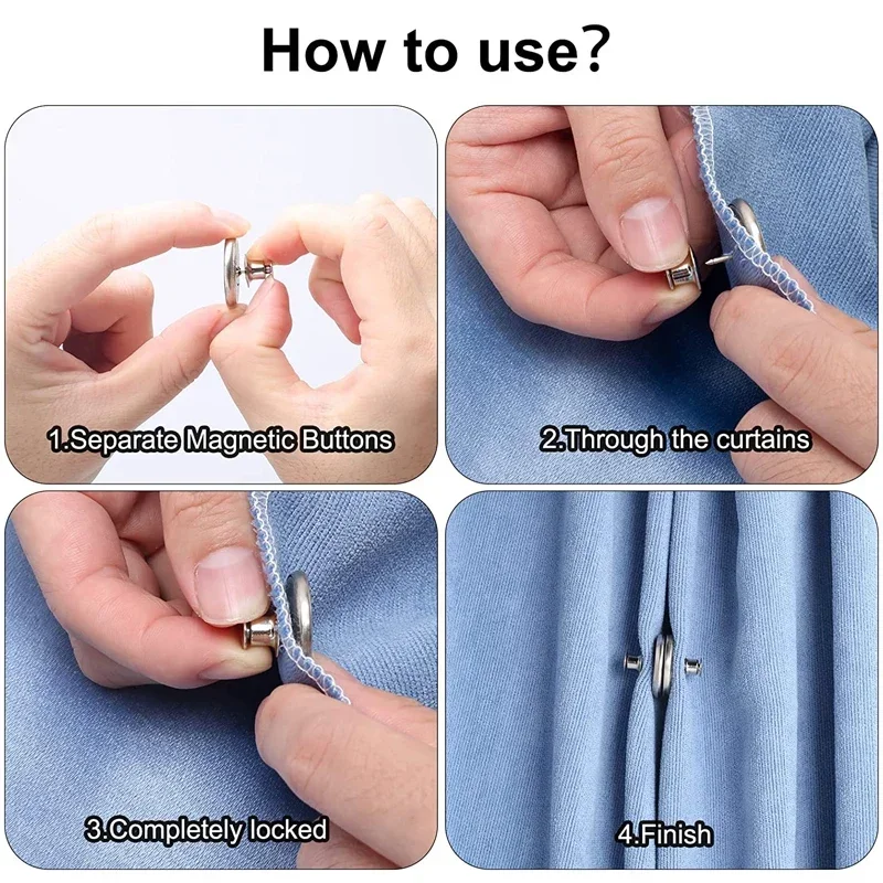 4/8Pairs Vorhang Magnetknopf Abnehmbare Vorhang Fix Verschluss Clip Verhindern Licht Einstellung Fenster Bildschirm Schließen Magnet Schnalle – Detail 7