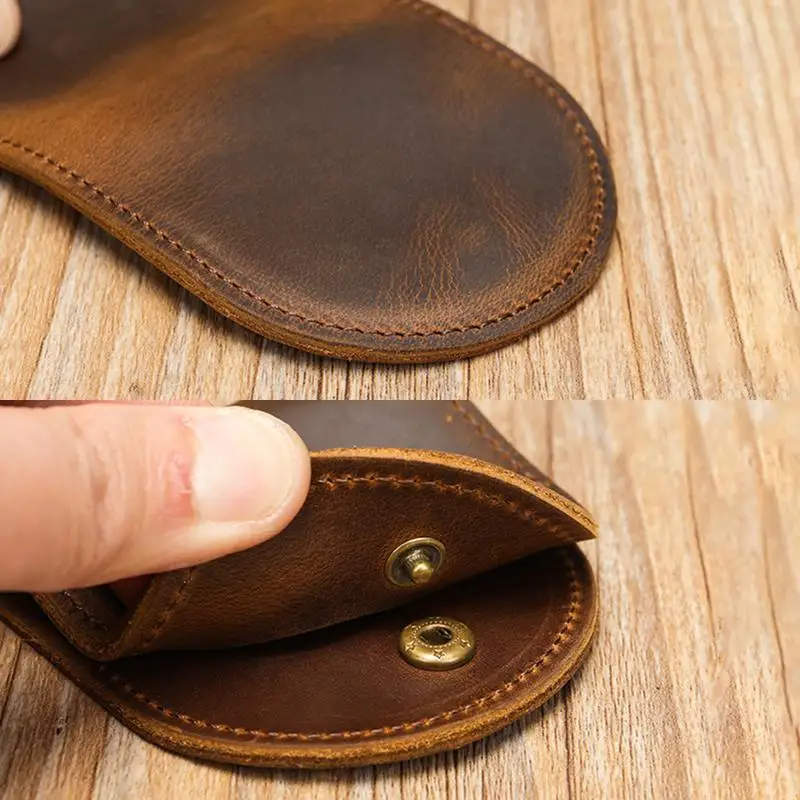 Kleine Echtleder-Münzbörse für Damen, Mini-Geldbörsen für Kinder, Geldklammer mit Verschluss, Clutch-Hobo-Taschen, Geschenkbeutel für Herren, Neue Handarbeit – Detail 8