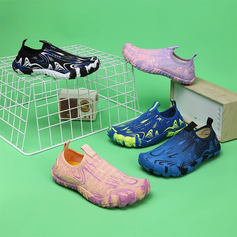 소년 소녀 아쿠아 신발 어린이 빠른 건조 운동화 배수 디자인 하이킹 와타리 물 신발 어린이 메쉬 수영 해변 맨발