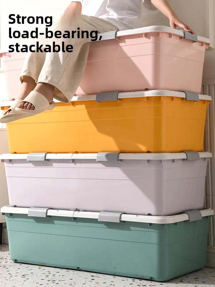 

Large Flat Plastic Underbed Storage Box with Ders for Home Use Quilt Storage Box Cover Included Nordic Sle aron Color