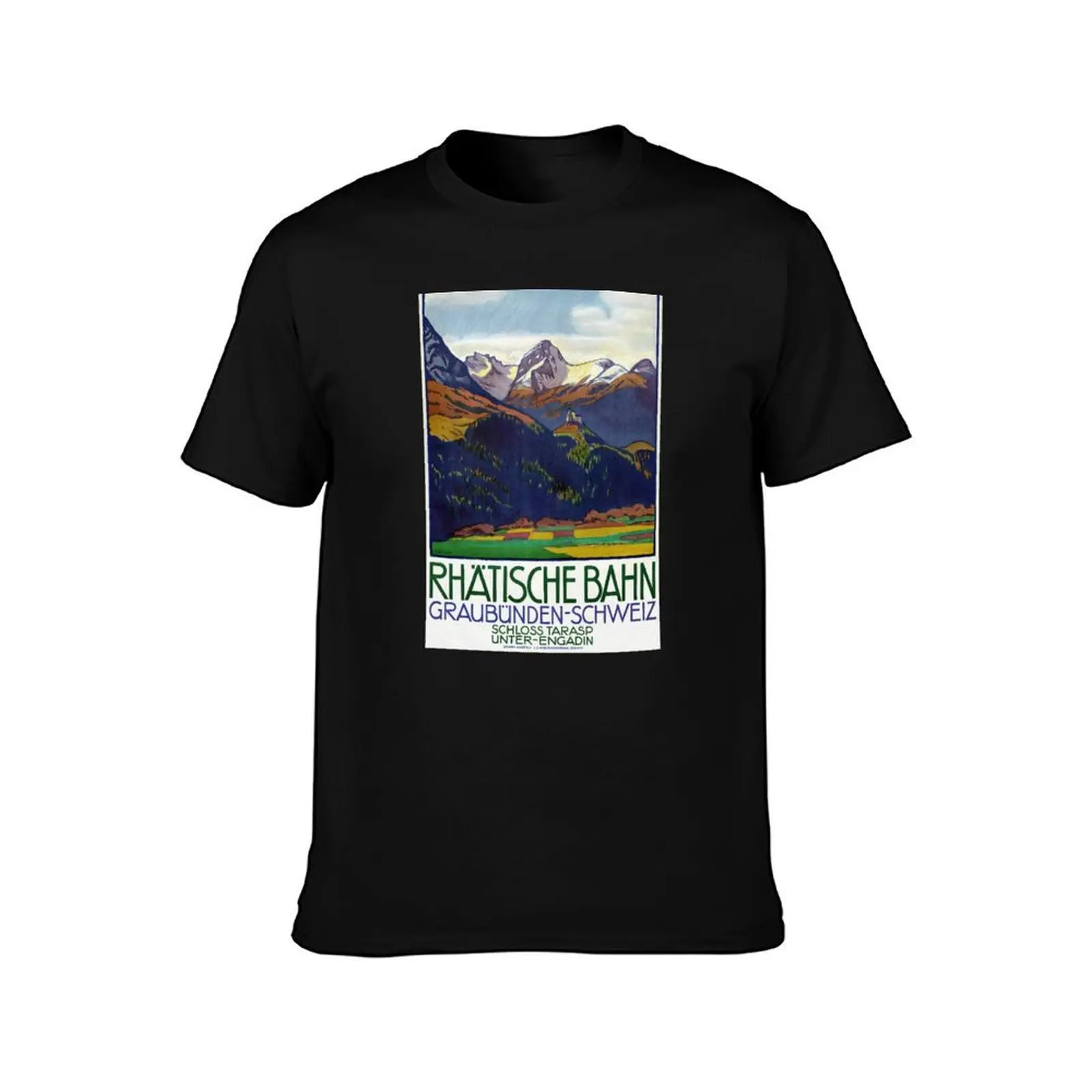 Switzerland Vintage Travel Poster 1914 Restored T-Shirt, Summer Casual Cotton Tee, Oversized Streetwear Tops, Unisex Men Women