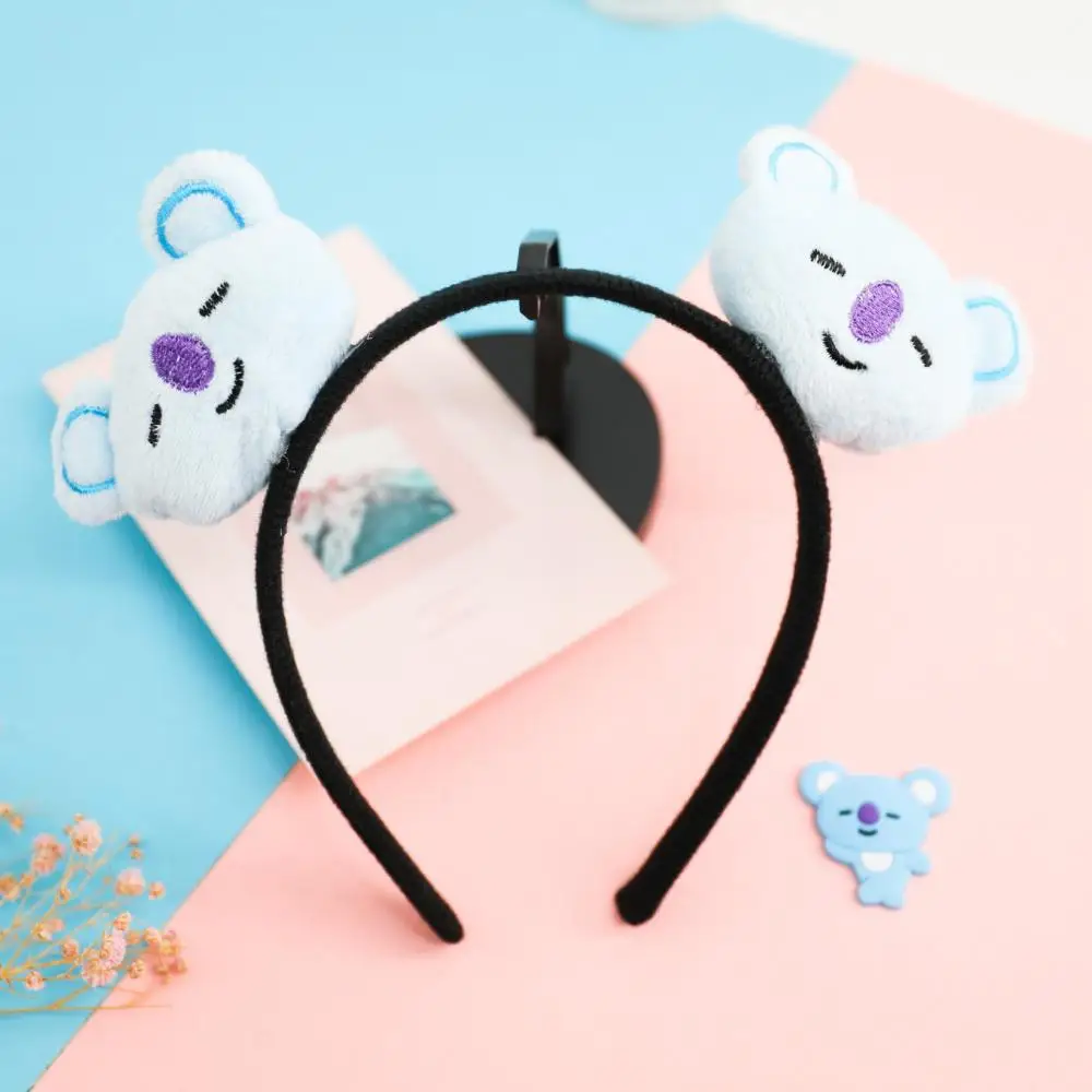 Bt21 Small Animal Hairband Kawaii Cartoon Cute Plush Doll Headband Wide-Brimmed Hairpin Photo Headdress Creativity Girl Gift