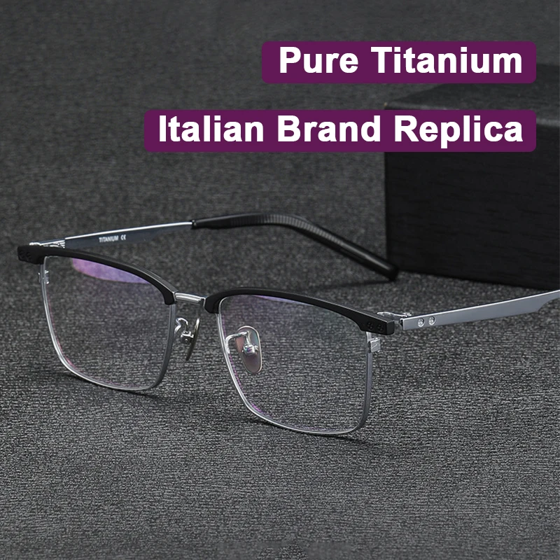 

Italian Brand Replica Men's Business Eyebrow Frame Retro Pure Titanium Square Workplace Elite Eyewear Korean Japanese Eyeglass