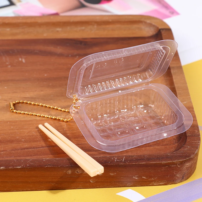 2pcs 1:12 Dollhouse Disposable fast food box + chopsticks For Doll House Decor