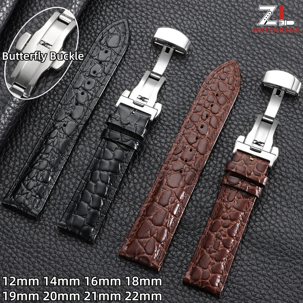 Nylon Nato Strap - สายนาฬิกาหนังลายหนังจระเข้ หัวเข็มขัดแบบผีเสื้อ ขนาด 12/14/16/18/19/20/21/22 มม. สำหรับนาฬิกาข้อมือผู้ชายและผู้หญิง