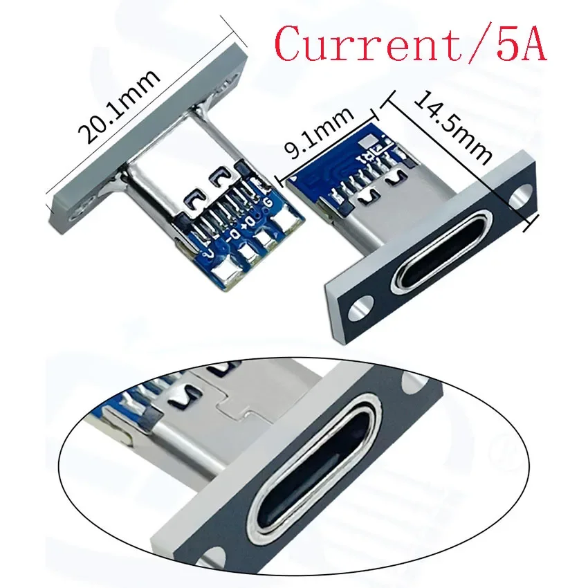 1-10 szt. Gniazdo USB 3.1 typu C z płytką mocującą śrubę typu C gniazdo USB 3.1 typu C 2Pin 4Pin 5Pin 6-pinowe złącze Jack żeńskie