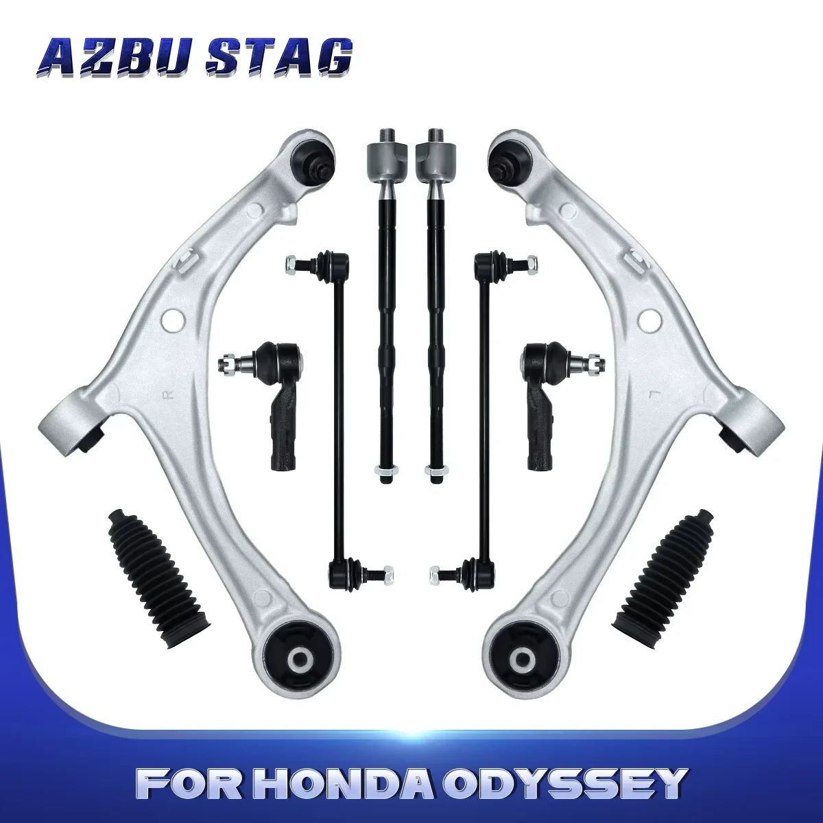 AzbuStag 10Pcs Front Lower Control Arm Sway Bar Link Tie Rod Boot Suspension for Honda Odyssey 2014 2015 2016 2017 53540SJCA01