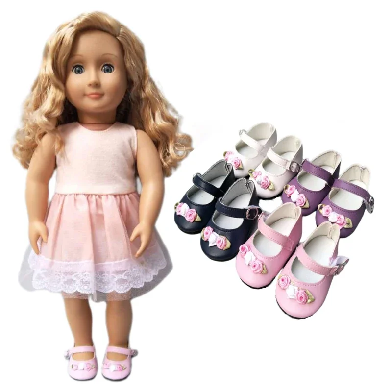 For   Baby Doll Shoes Black White Prink Rose RedShoes Fits for 18