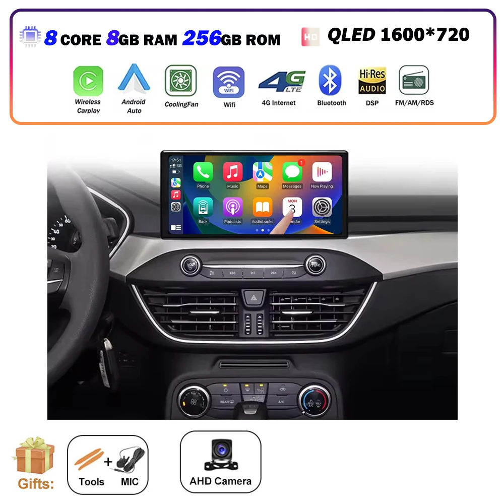 10.33 Inch Android 16 Voor FORD Focus 2019-2022 Autoradio Multimedia Video Player GPS Navigatie Stereo 360 Camera BT DSP Carplay