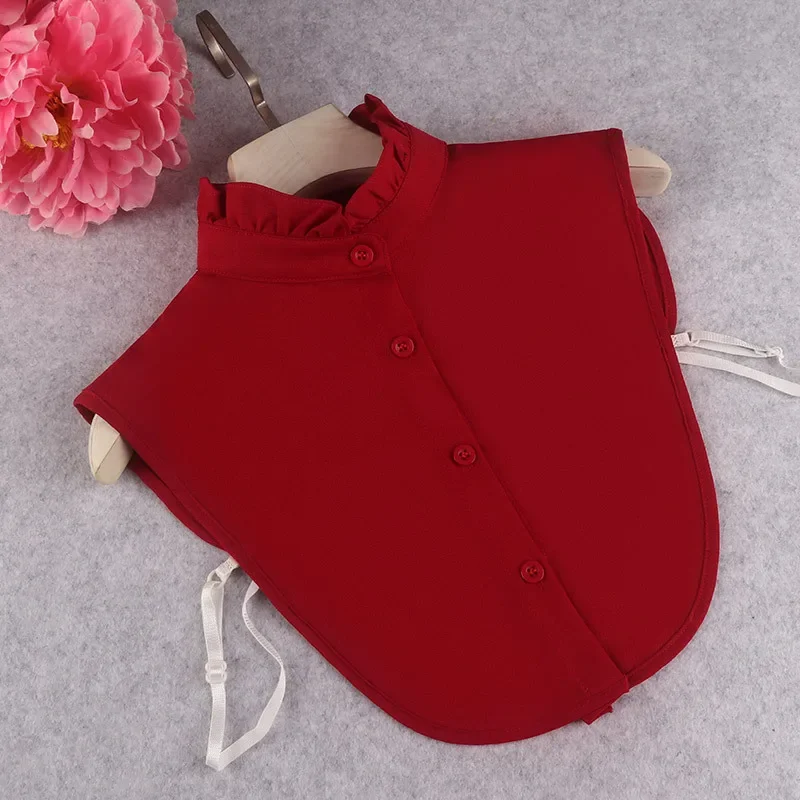 Cuello falso de pie rojo para mujer, traje Formal, solapa, camisa, collares desmontables, suéter cálido, accesorios para camisas, otoño, invierno, nuevo