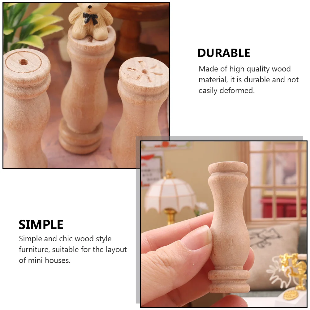 Poteaux miniatures en bois pour enfants, meubles de maison minuscules, jouets pour enfants, mini piquet, ornement pour bébé, 6 pièces