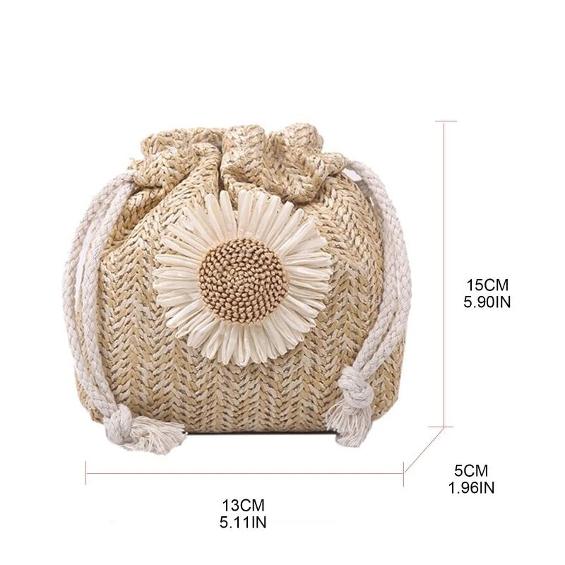 

G5AE Summer Bucket Bag Crossbody Handbag Drawstring Straw Bucket Bag for Boys Girls