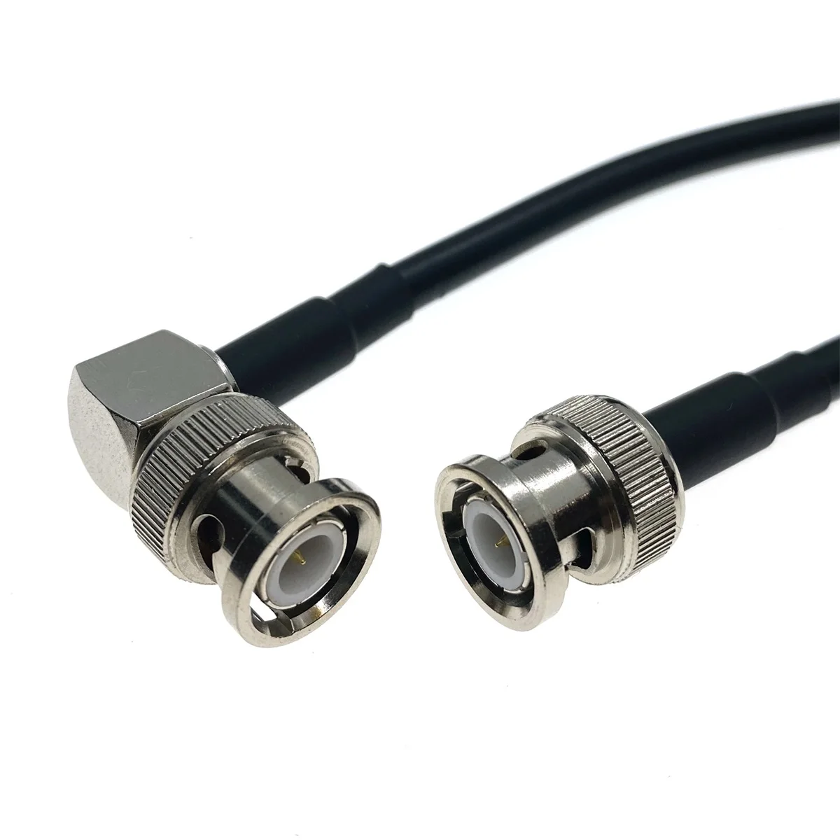 BNC Male to BNC Male Right Angle Adapter RG58 RF Coaxial Cable 50 Ohm for Video Camera System BNC Coax Extension Pigtail Cord