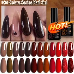 LILYCUTE Coffee Brown Color Gel Nail Polish Wine Red Manicure Semi Permanent Base Matte Top Coat Soak Off Nail Art Gel Varnish