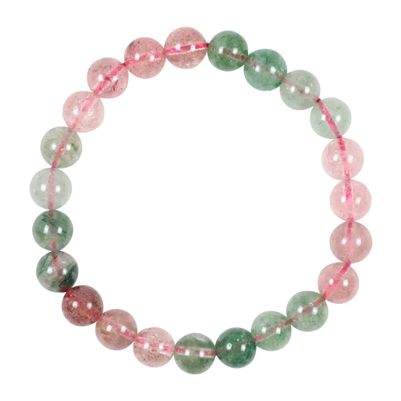 Natural Gradient Strawberry Quartz Bracelet Red Green Strawberry Crystal Beaded Bracelets Women Jewelry Gift Wholesale