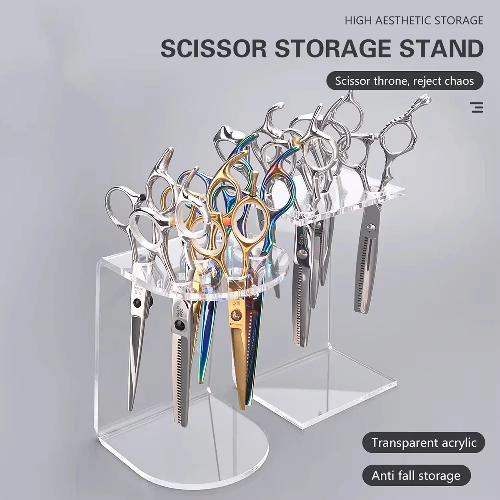 

Hair Salon Barber Scissors Rack Barbershop Acrylic Shears Storage Professional Hairdresser Hairdressing Tools Accessories