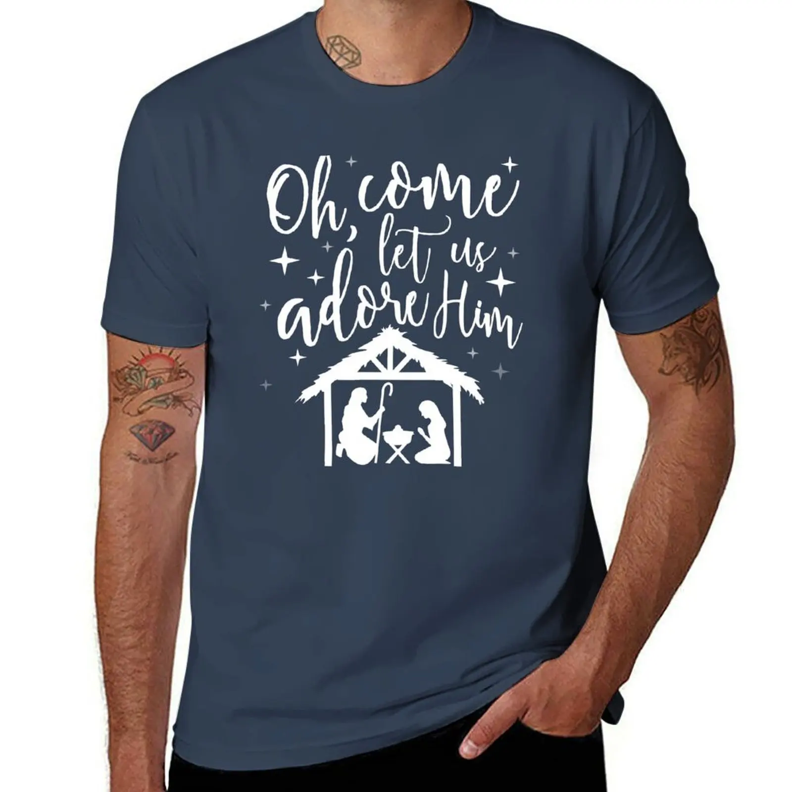 

Oh come let us adore Him T-Shirt mens graphic t shirts g man t shirts for men T-Shirt