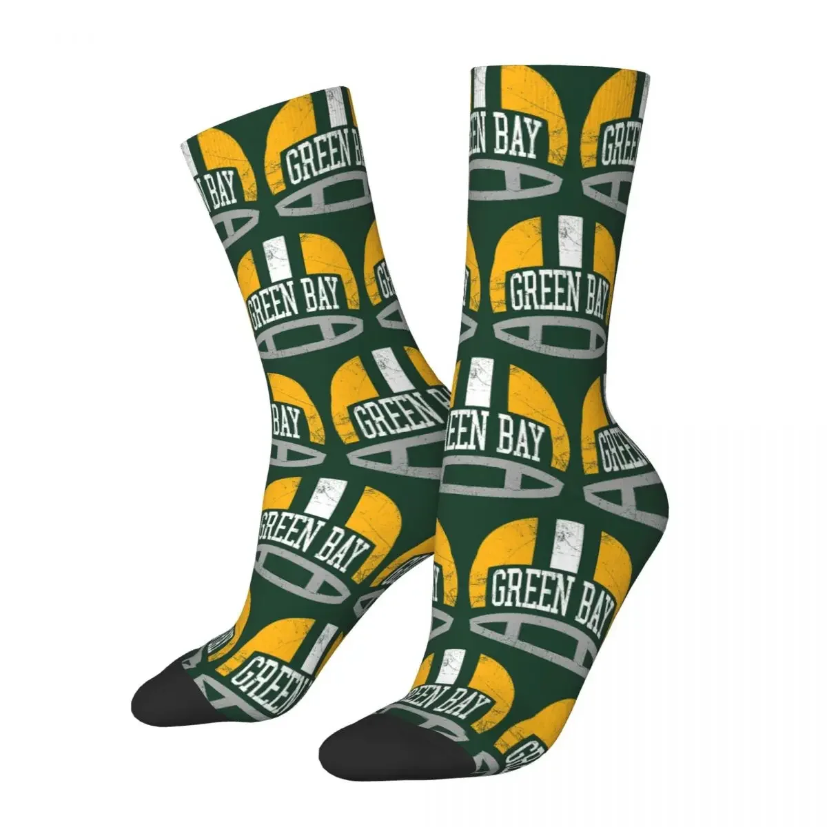 Green Bay Retro Helmet - Green Socks Harajuku Sweat Absorbing Stockings All Season Long Socks Accessories for Man's Woman Gifts