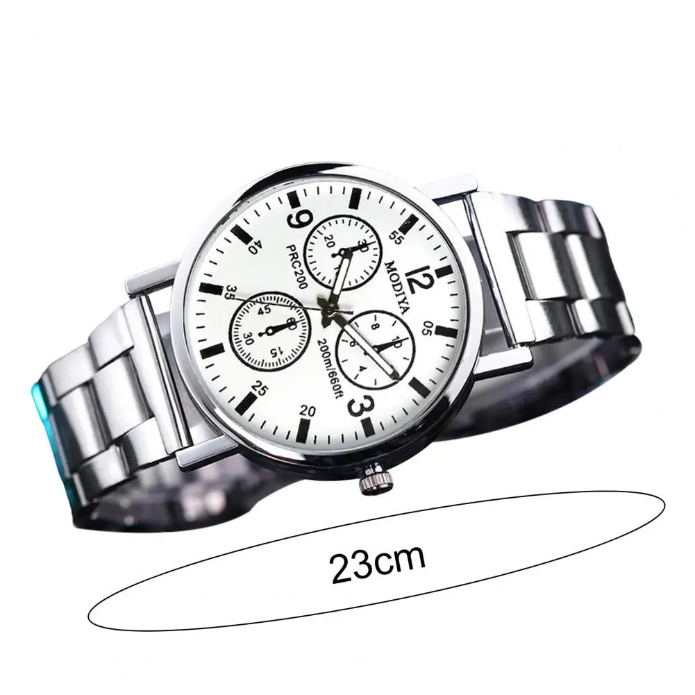 Men Watch Men\'s Quartz Watch with Round Dial Three Small Dials Alloy Strap High Accuracy Timepiece for Business Commute