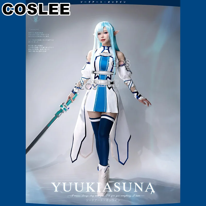 COSLEE SAO Yuuki Asuna Cosplay Costume Anime Sword Art Online Alicization Water Spirit ALO Gorgeous Dress Uniform Halloween Part