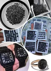 Black Melee 1CT=1BAG  0.7-3.0mm Moissanite  ICE OUT WATCH HipPop Jewelry Cuban Chain HIP H Round Brilliant Cut  Wholesale Price