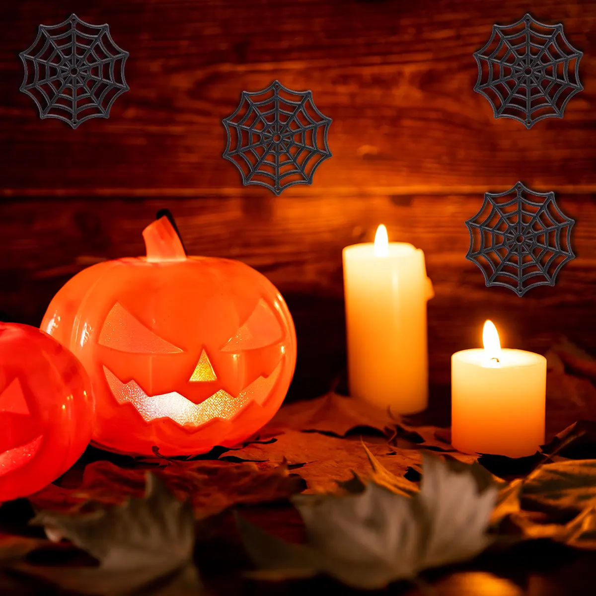 

50Pcs Halloween Cobweb Decorations Black Plastic Spider Web Spiderweb Party Favors Outdoor Indoor Haunted Decor