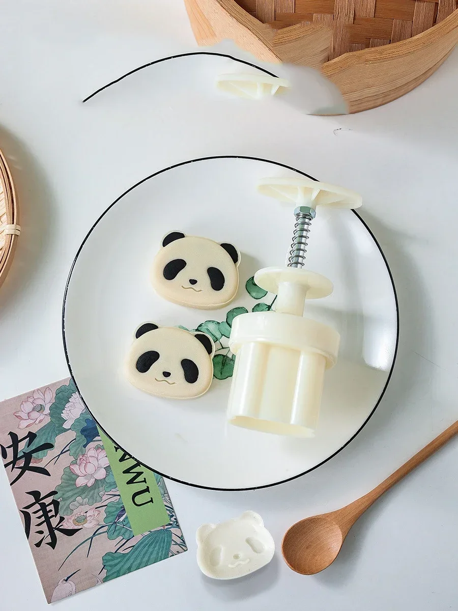 Panda/Bamboo Shortbreads Press Mold Cookie Stamps Chinese Mid-Autumn Moon Cake Makers Decoration Tool for DIY Cookie