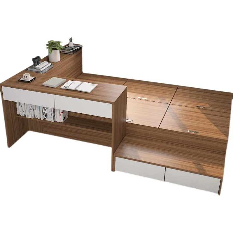 Modern simple single bed Small apartment tatami bed Desk integrated children's bed cabinet combination Multifunctional
