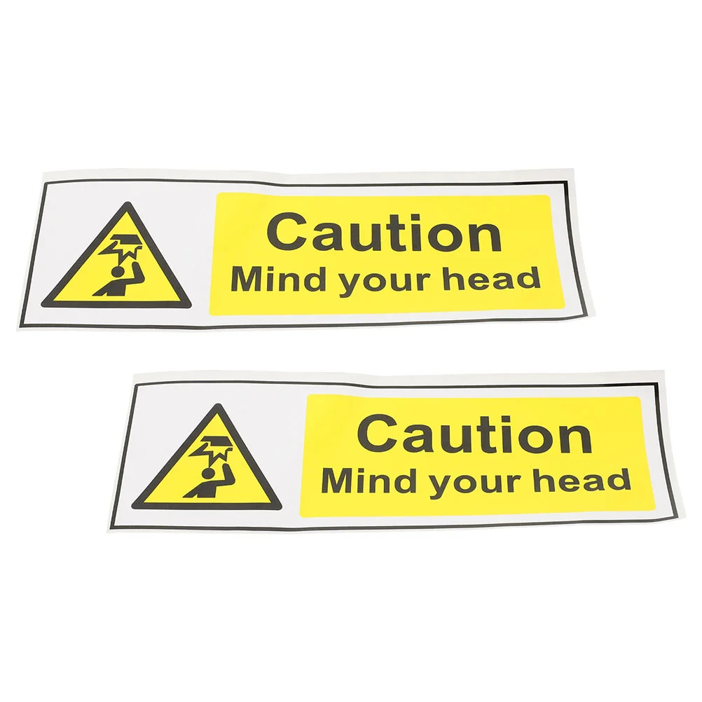 2 Pcs Signage Applied Low Ceiling Signs Caution Watch Your Head Self Adhesive Safety Wall Decor Pvc Stickers