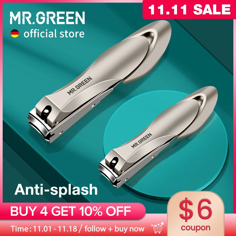 MR.GREEN Nail Clippers Stainless Steel Anti Splash Fingernail Cutter Manicure Tools Bionics Design Nail Trimmer Pedicure Scissor