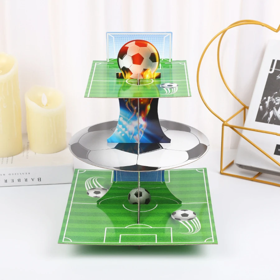 Football theme multi-layer tray cake stand Friends party arrangement supplies three-layer dessert stand