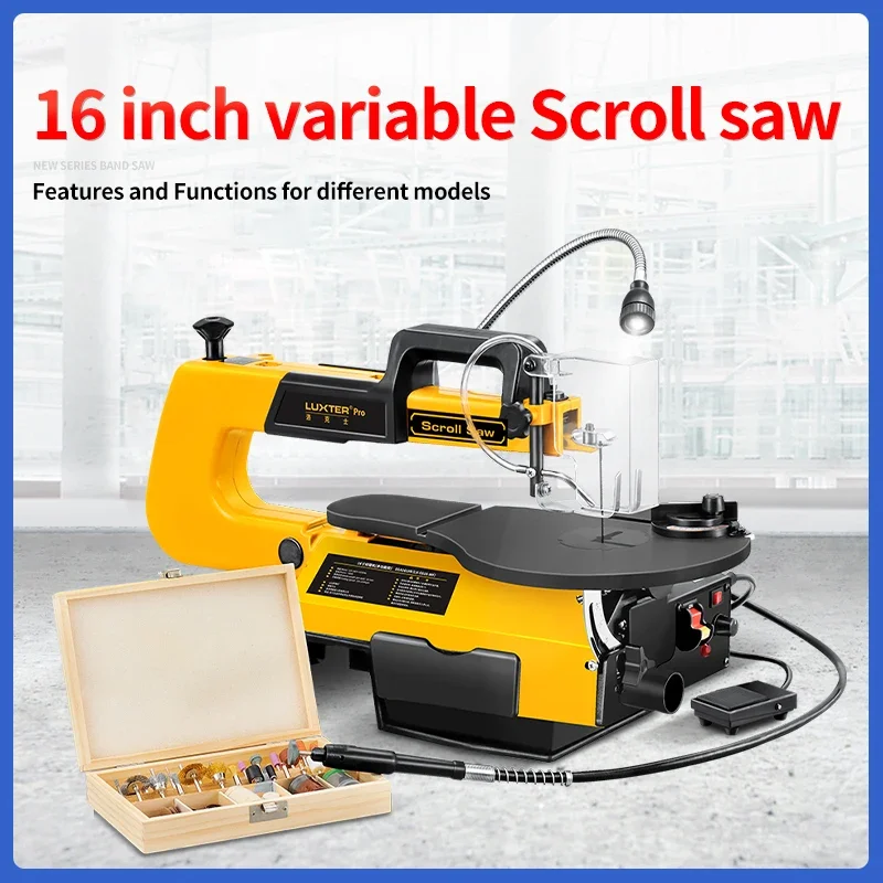 LUXTER Pro 16 inch Variable Speed scroll saw machine with Work Light Flexible Shaft