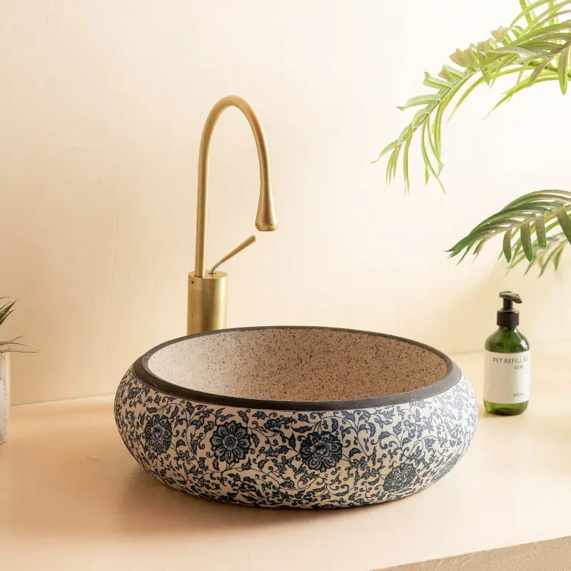 Circular countertop basin, small-sized balcony washbasin, creative hotel washbasin, household bathroom, toilet washbasin