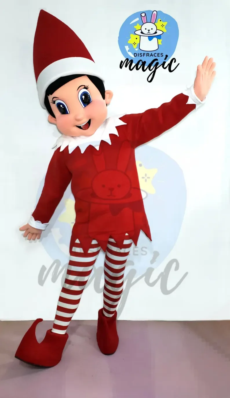 Disfraz de mascota adulta de niño elfo, traje de personaje adulto, Halloween, Navidad, mascota de elfo rosa, vestido de lujo de felpa de dibujos animados