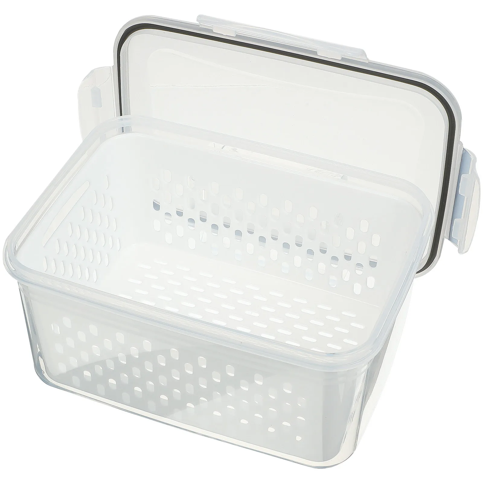 

Набор из 2-х прозрачных органайзеров для холодильника с встроенной корзиной для слива, двойным отсеком, герметичными контейнерами для хранения продуктов из безопасного для пищевых продуктов материала, моющиеся