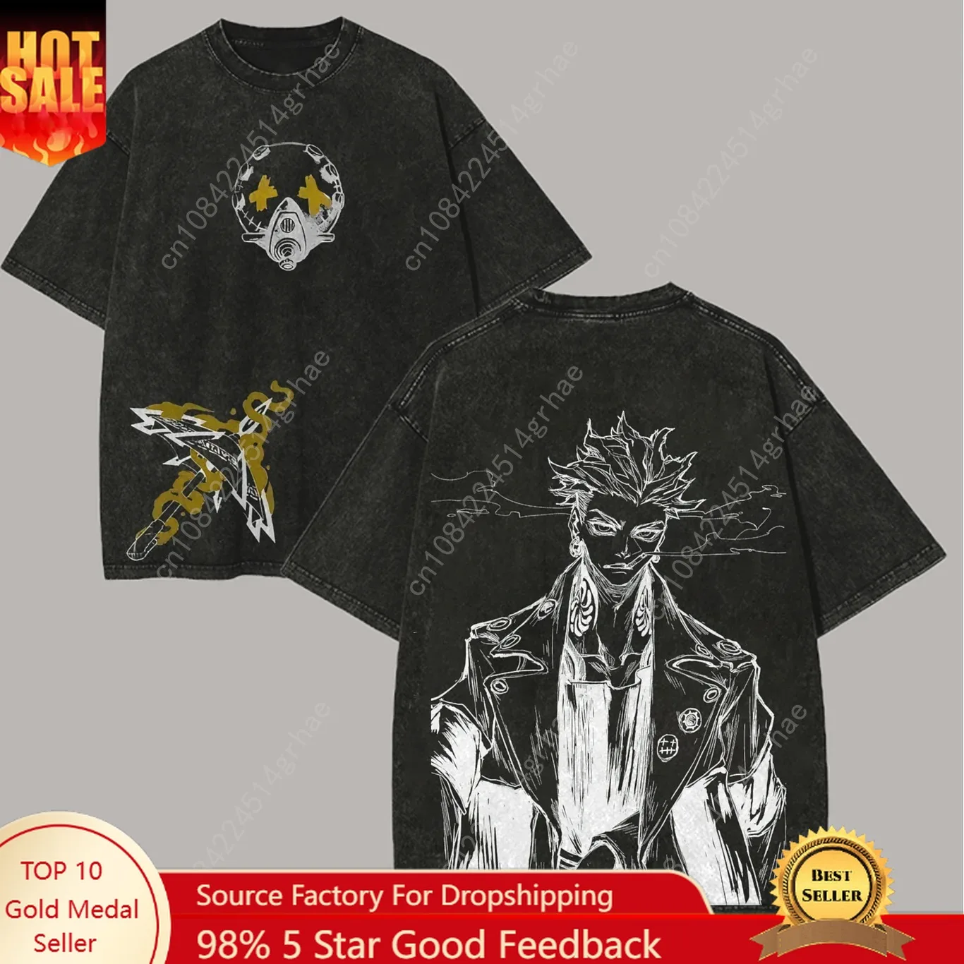 

Gachiakuta Printed Unisex Washed T-Shirt Overszied Y2k Men Women Anime Manga Gacahiakuta Cleaners Streetwear Female Male Clothes