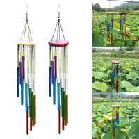 12 Tubes Wind Chimes Aluminum Tube+Pine Metal Pipe Wind Chimes Bells Balcony Garden Coffee Shop Wall Hanging Decoration