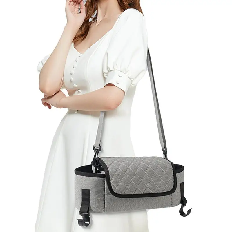 Stroller Storage Bag Portable Stroller Organizer With Cup Holder Large Capacity Diaper Tote With Shoulder Strap Baby Accessories
